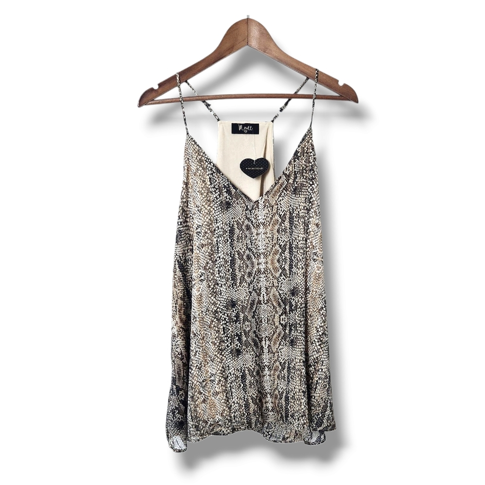Meritt Snakeskin Print Racerback V-Neck Swing Tank | 1X